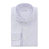 Striped Cotton White and Blue Shirt with Shark Collar