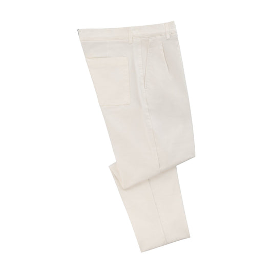 Sease Regular-Fit Cotton Trousers in Off White - SARTALE
