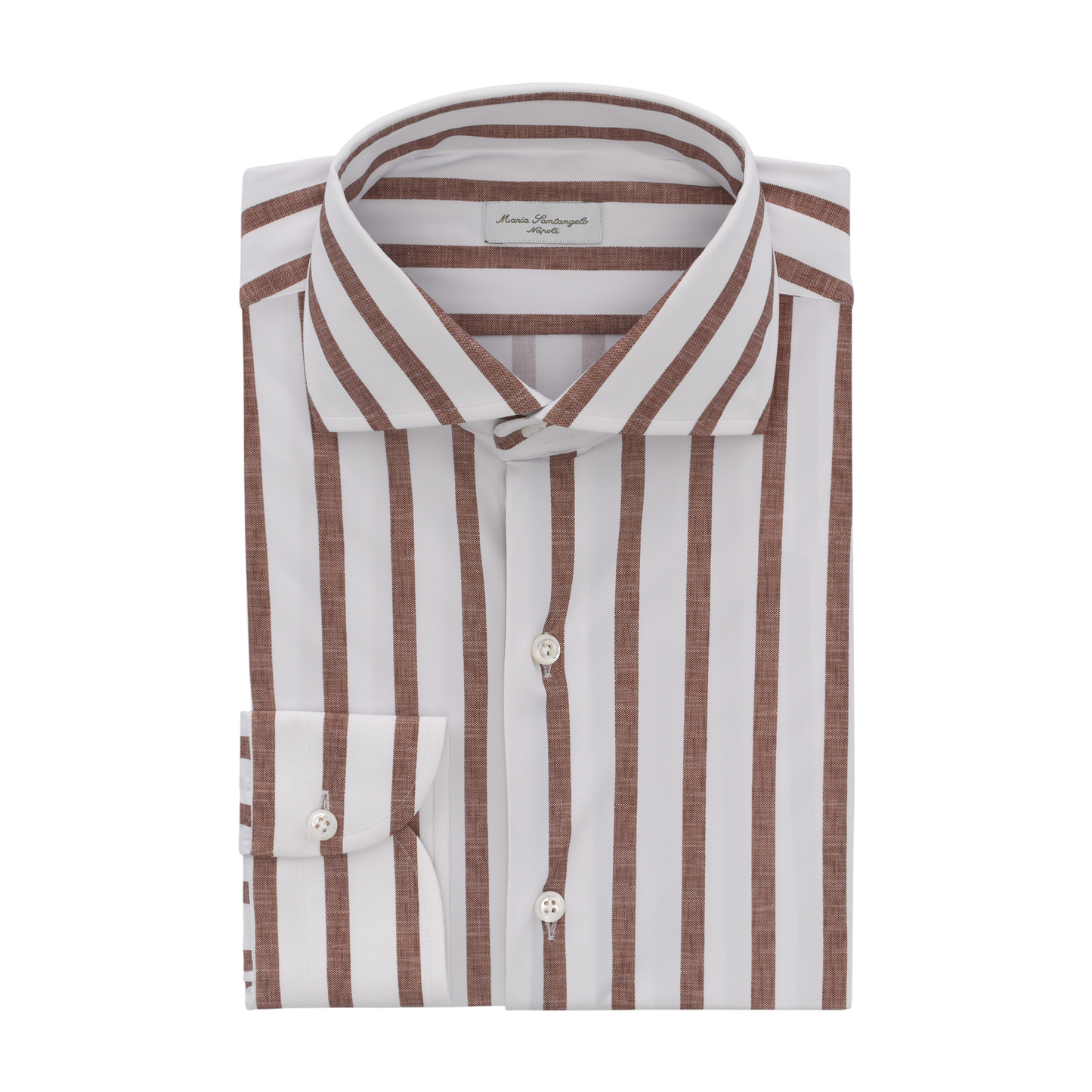 Striped Stretch Shirt in Light Brown and White