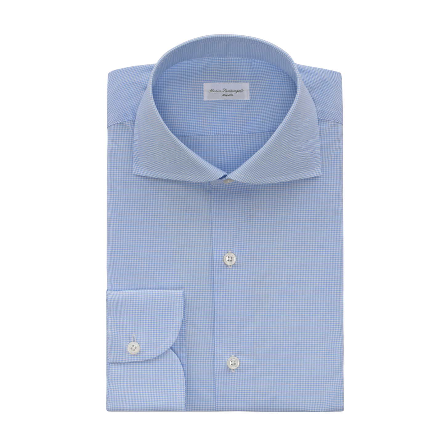 Maria Santangelo Checked Cotton Shirt in Light Blue - SARTALE