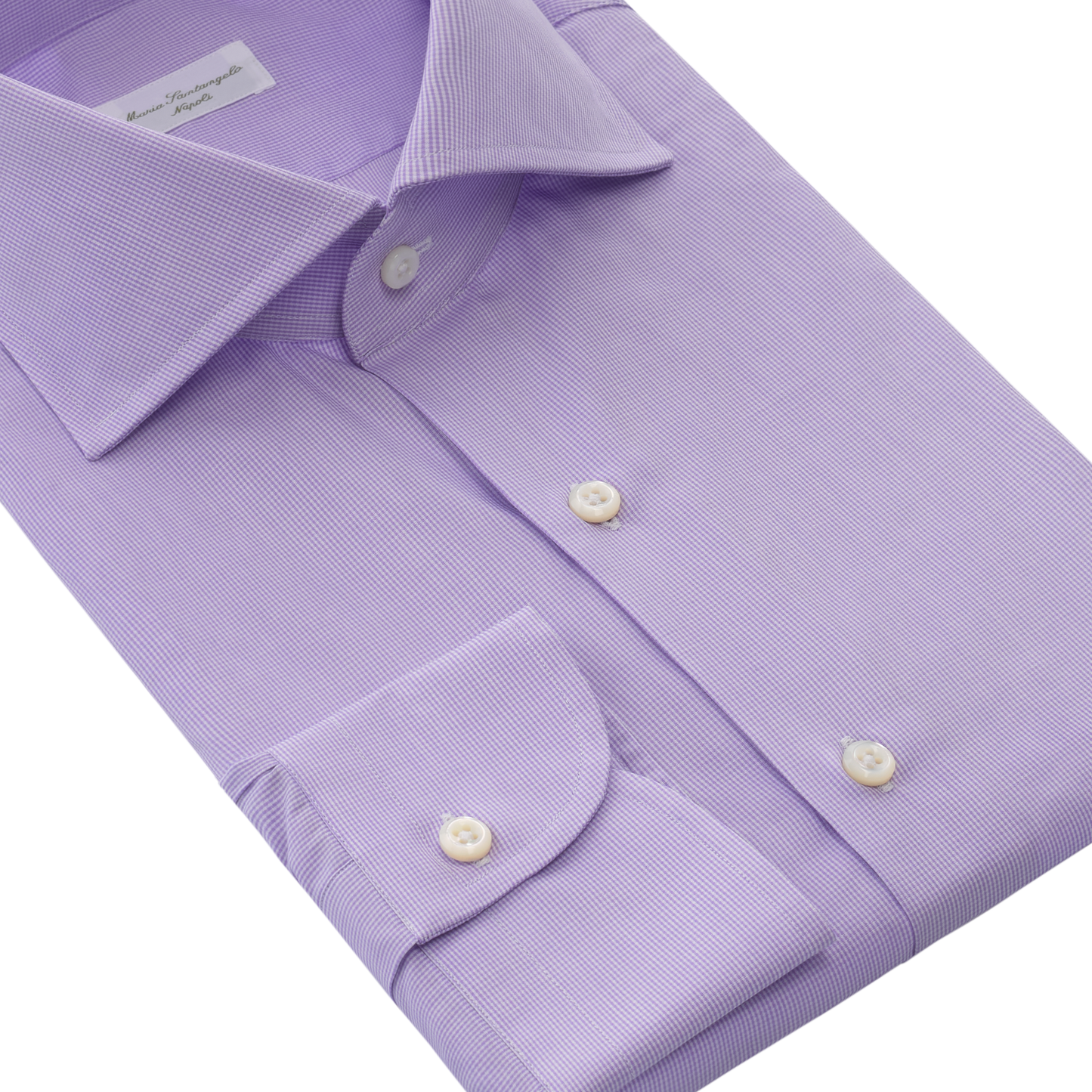 Maria Santangelo Micro-Check Cotton Shirt in Lilac - SARTALE