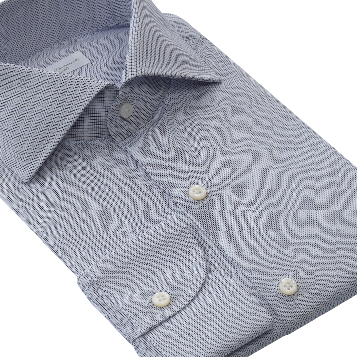 Maria Santangelo Micro-Checked Cotton Shirt in Blue - SARTALE