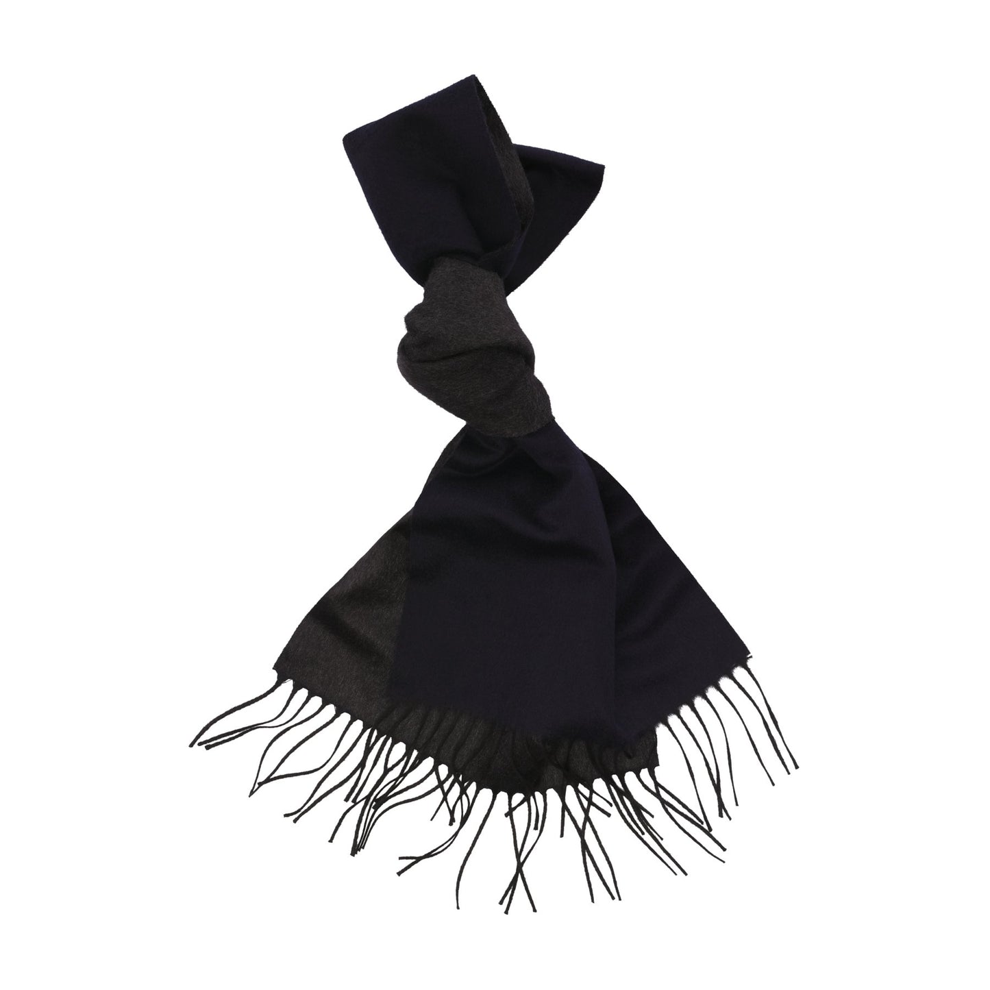 Piacenza Cashmere Fringed Reversible Silk and Cashmere-Blend Scarf in Anthracite - SARTALE