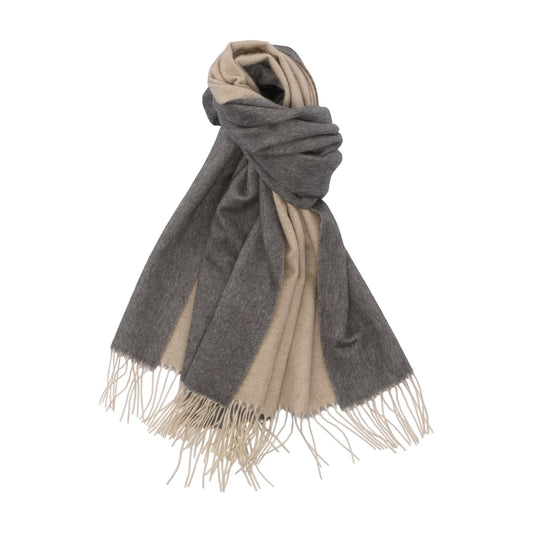Piacenza Cashmere Fringed Reversible Silk and Cashmere-Blend Scarf in Grey (2) - SARTALE