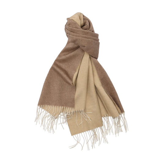 Piacenza Cashmere Fringed Reversible Silk and Cashmere-Blend Scarf in Beige (2) - SARTALE