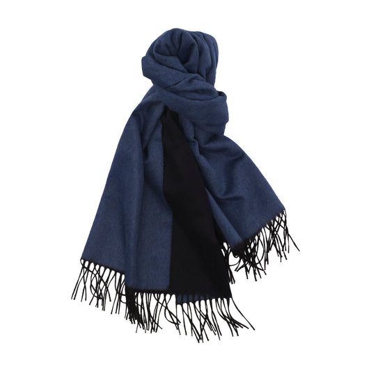 Piacenza Cashmere Fringed Reversible Silk and Cashmere-Blend Scarf in Blue - SARTALE