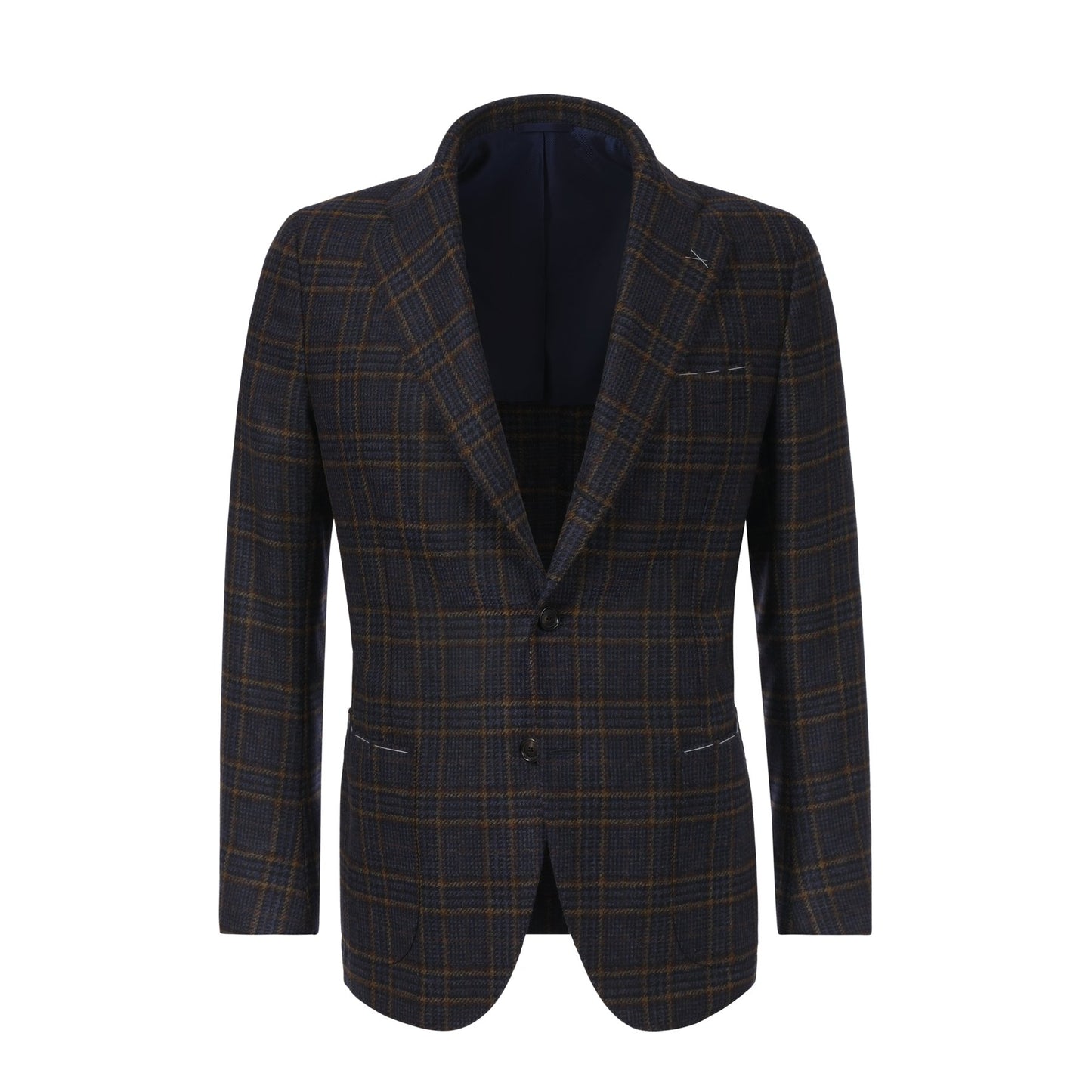 De Petrillo Single-Breasted Plaid-Check Wool Jacket in Blue. Exclusively Made for Sartale - SARTALE