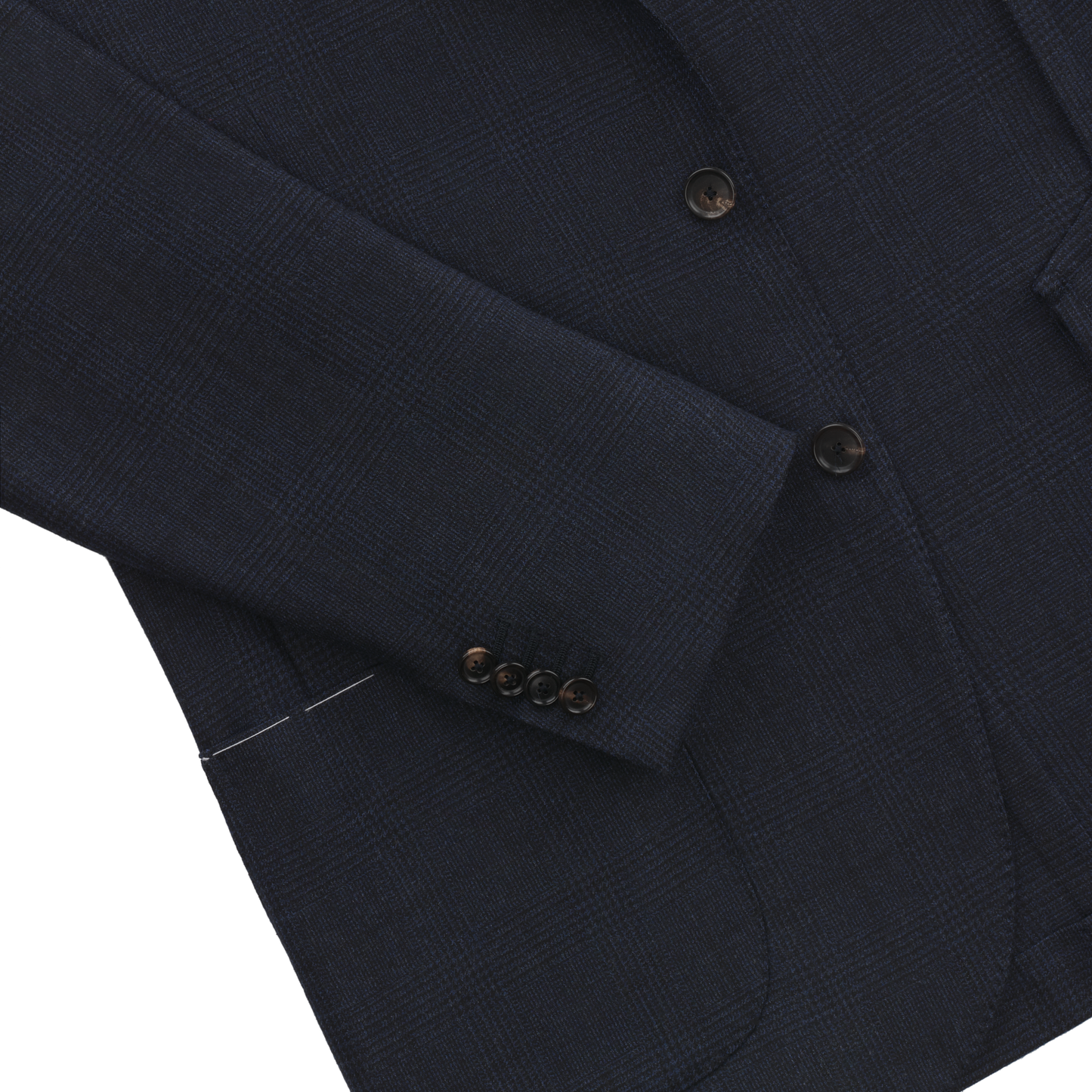 De Petrillo Single-Breasted Prince of Wales Wool Jacket in Dark Blue. Exclusively Made for Sartale - SARTALE