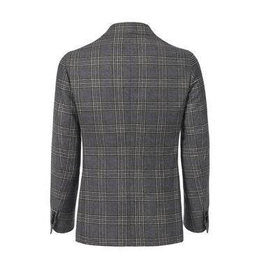 De Petrillo Single-Breasted Glencheck Virgin Wool Jacket in Grey. Exclusively Made for Sartale - SARTALE