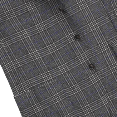 De Petrillo Single-Breasted Glencheck Virgin Wool Jacket in Grey. Exclusively Made for Sartale - SARTALE