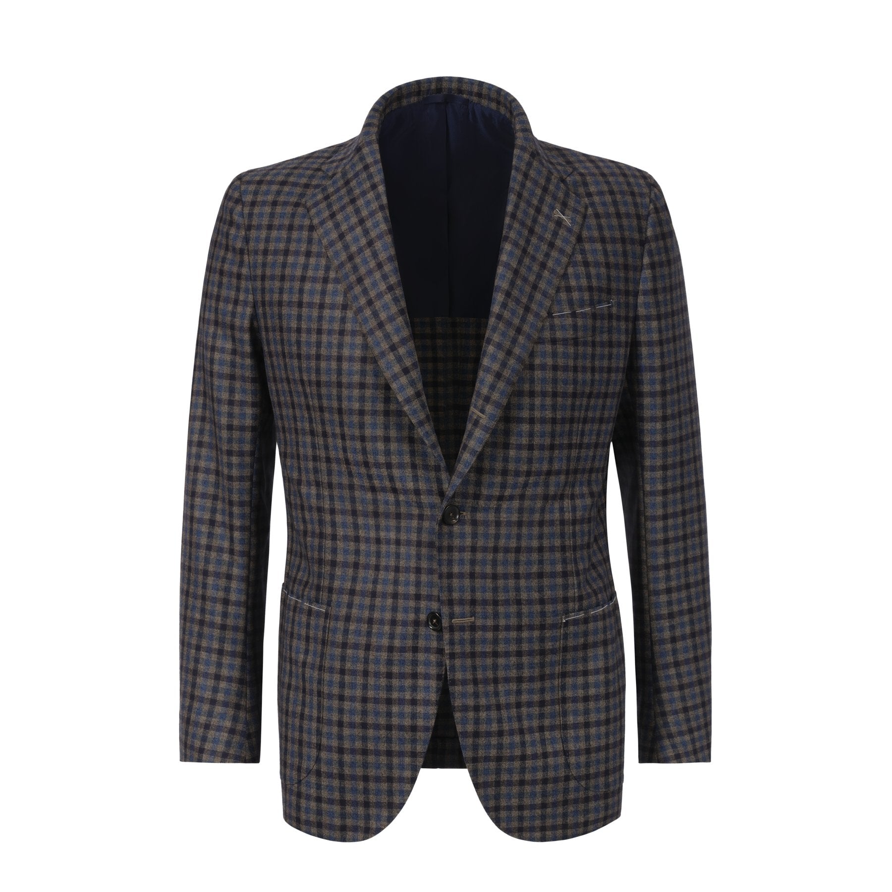 De Petrillo Single-Breasted Club-Check Wool Jacket in Blue. Exclusively ...