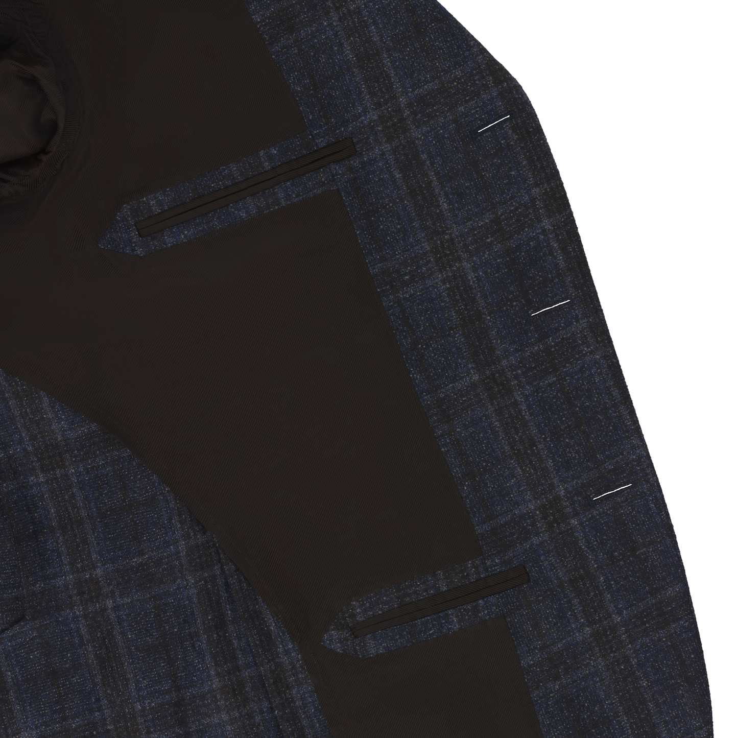 De Petrillo Single-Breasted Plaid Check Wool Jacket in Dark Blue. Exclusively Made for Sartale - SARTALE