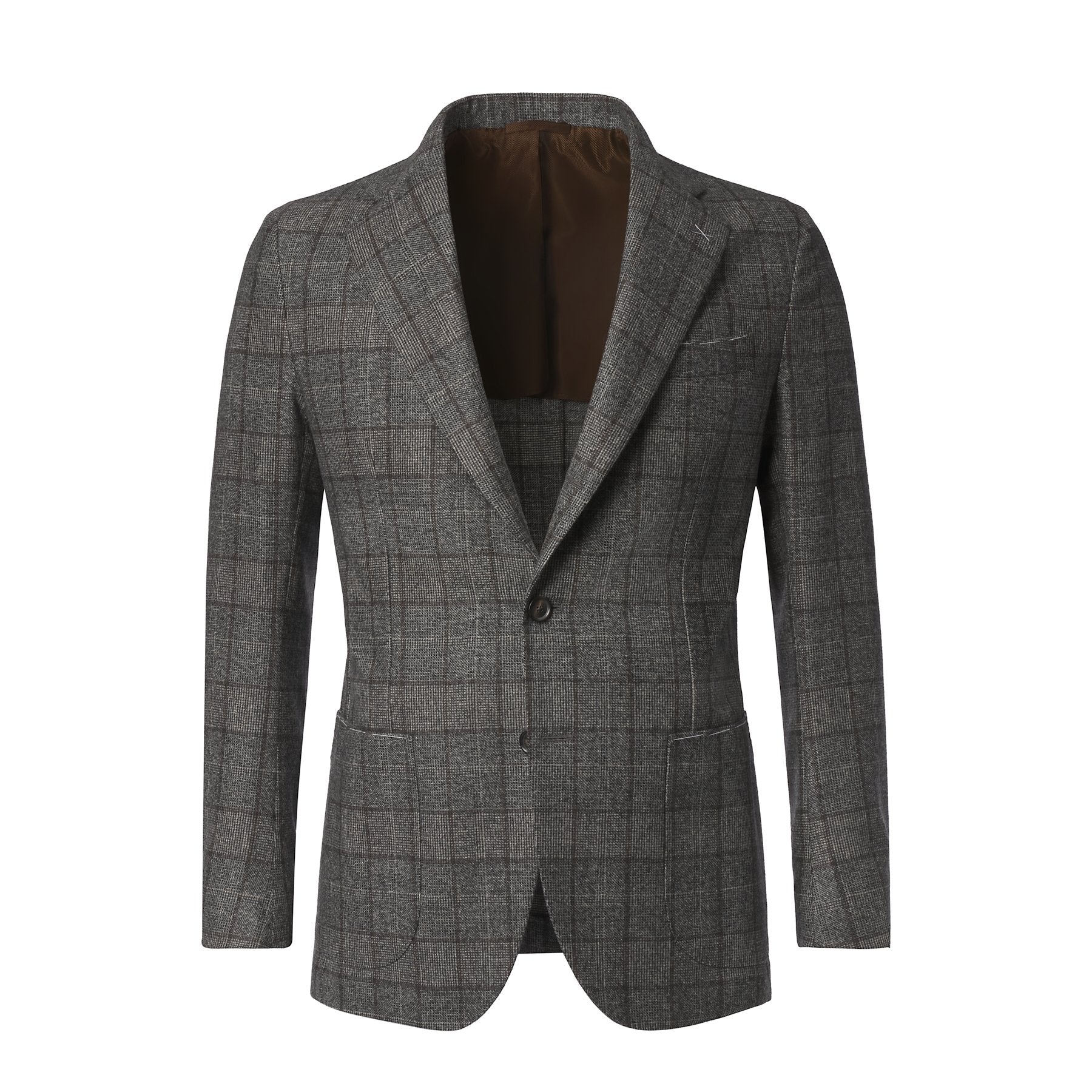 Single-Breasted Checked Wool Jacket in Grey. Exclusively Made for Sartale