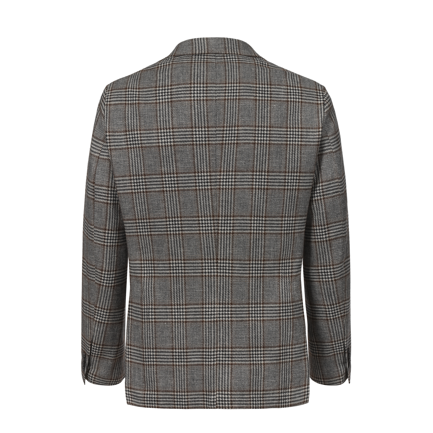 Luigi Borrelli Single-Breasted Houndstooth Virgin Wool, Cotton and Linen-Blend Jacket in Grey - SARTALE