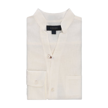 Sease Linen Henley Shirt in White - SARTALE