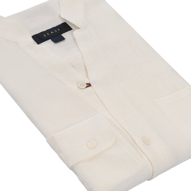 Sease Linen Henley Shirt in White - SARTALE