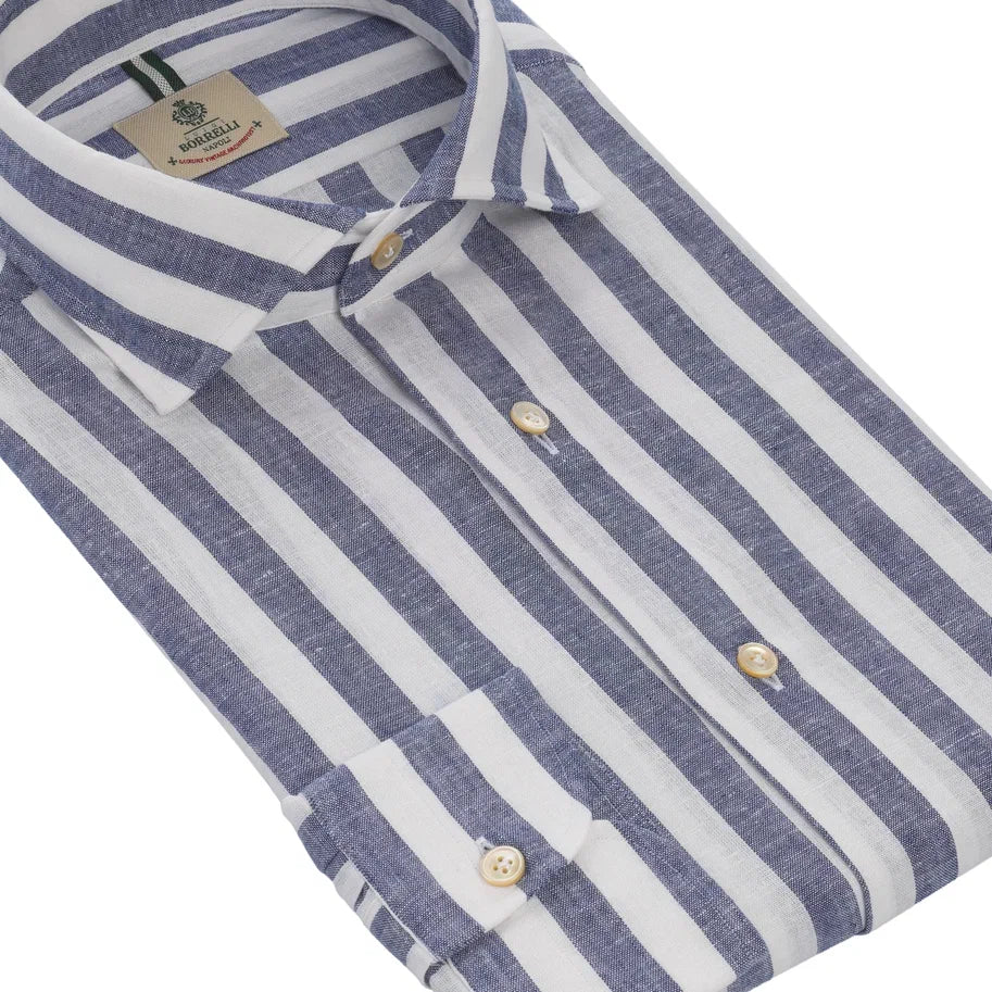 Luigi Borrelli Striped Linen and Cotton-Blend Shirt - SARTALE