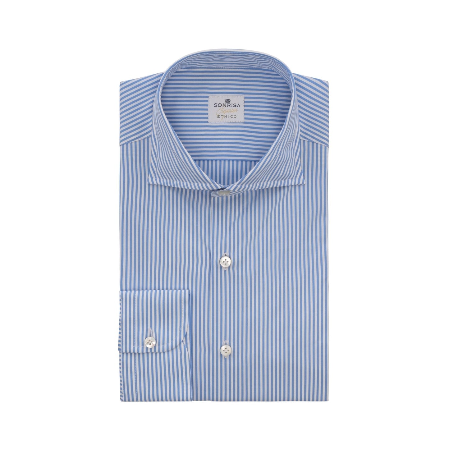 Sonrisa Classic Bengal-Stripe Cotton Shirt in Light Blue - SARTALE