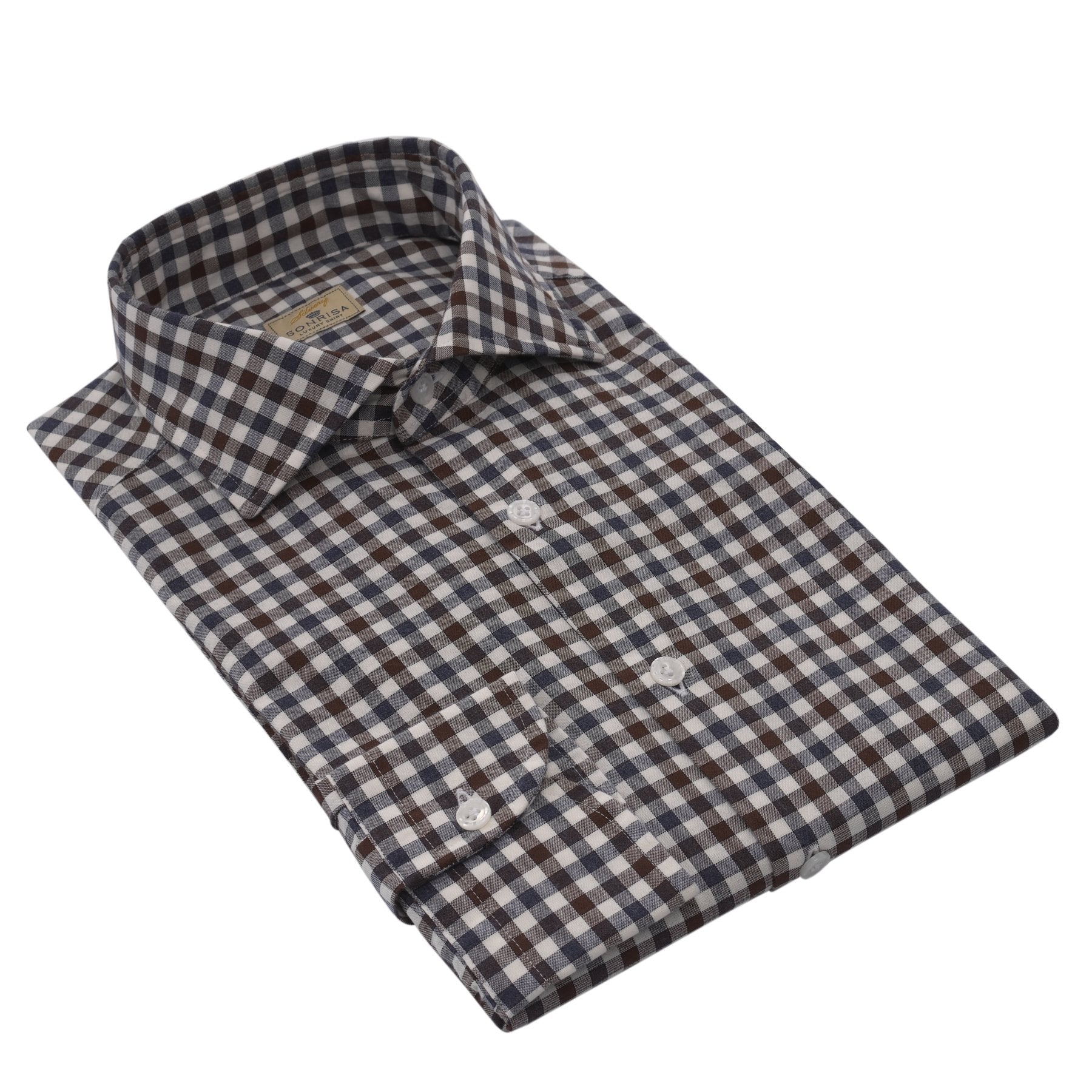 Sonrisa Checked Cotton Shirt in Brown | SARTALE