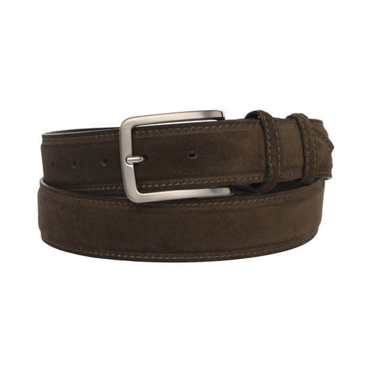 Bontoni Suede Leather Belt in Olive Green - SARTALE
