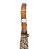 Swan-Neck Mounted Bamboo-Handle Checked Umbrella in Brown