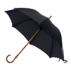 Swan-Neck Mounted Bamboo-Handle Umbrella in Black