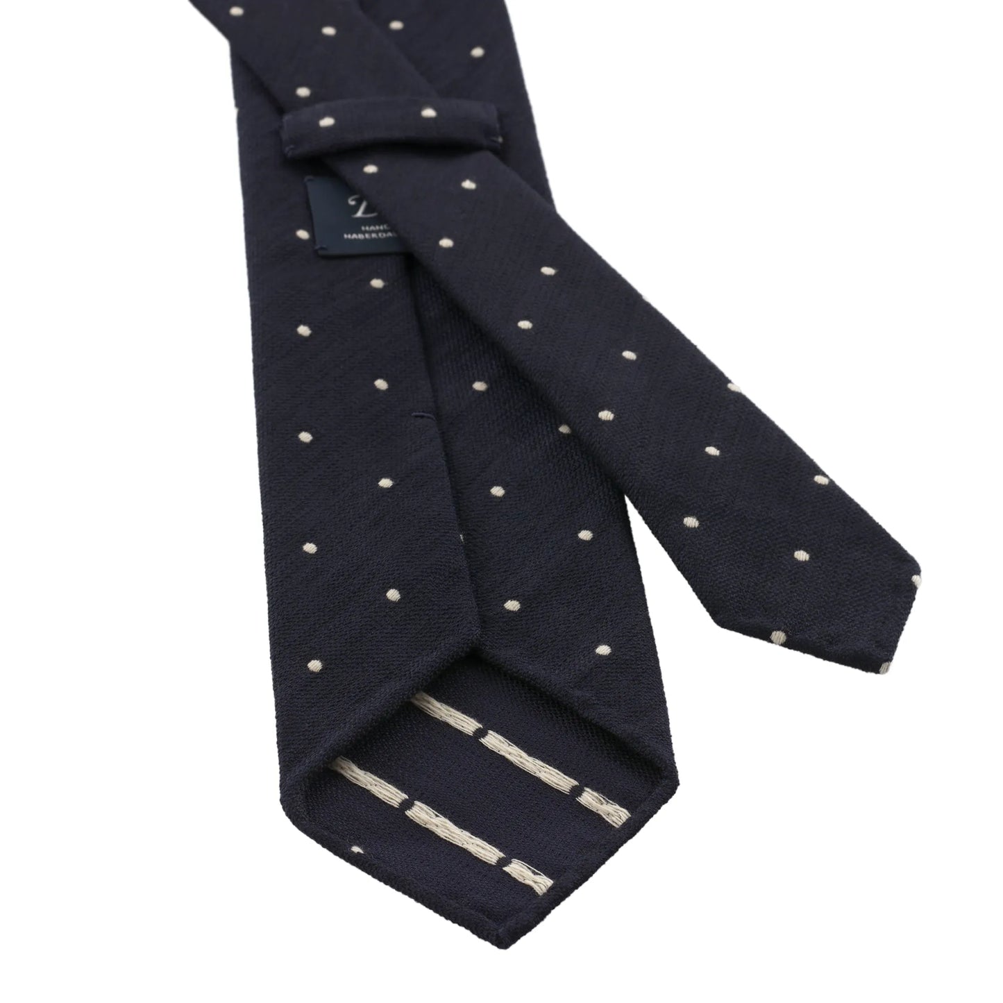 Handgerollte gepunktete Krawatte in Marineblau