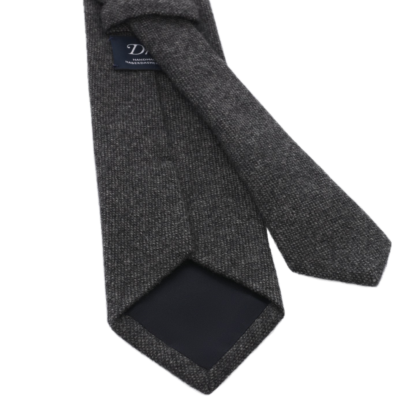 Woven Cashmere Tipped Tie in Dark Grey