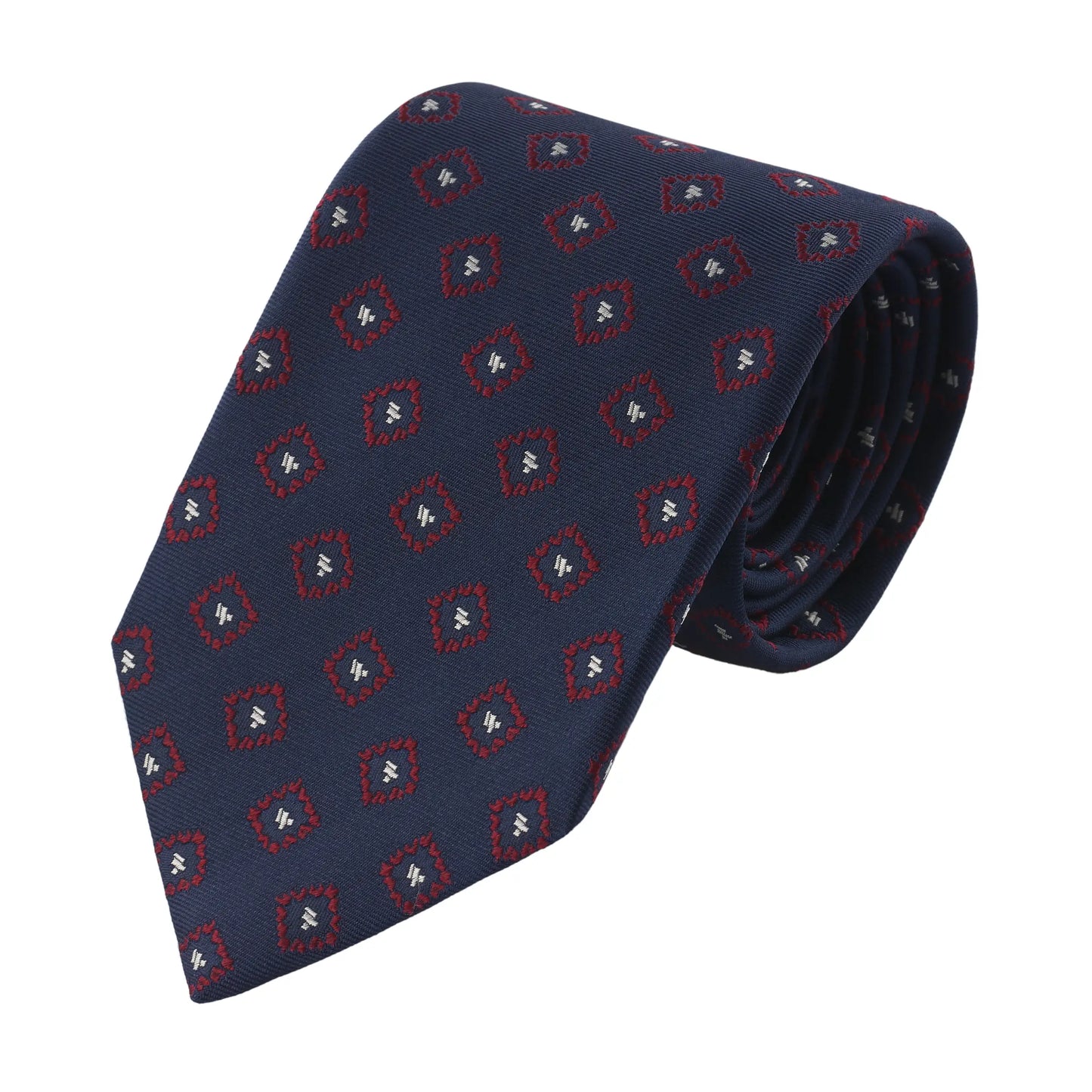 Woven Silk Tie with Red Design