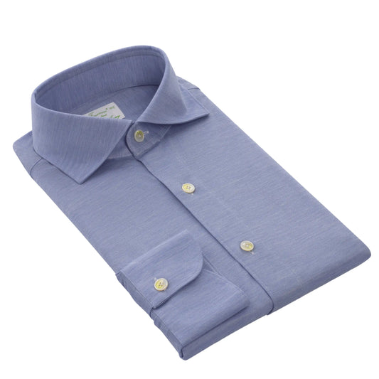 Virgin Wool-Blend Shirt in Sky Blue