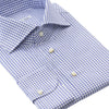 Emanuele Maffeis Finest Cotton Checked Blue Shirt with Cutaway Collar - SARTALE