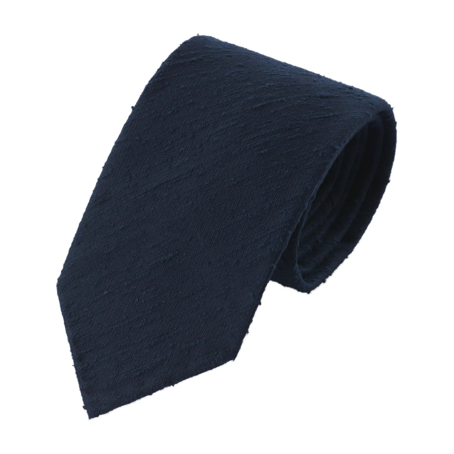 Shantung Handrolled Silk Tie in Solid Blue