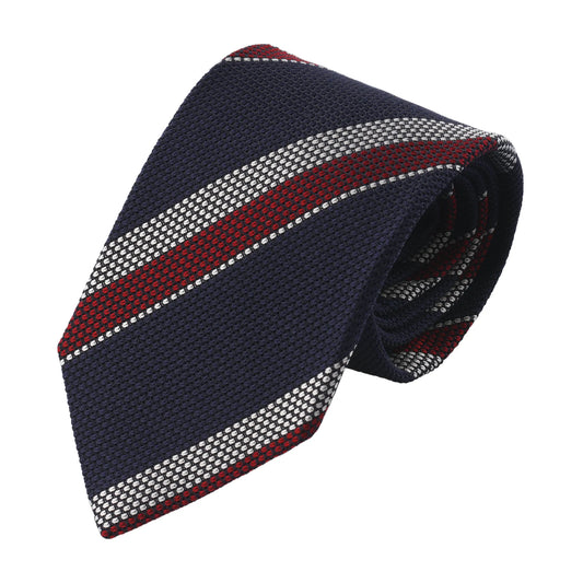 Regiments-Grenadine-Krawatte in Marine, Rot und Weiß
