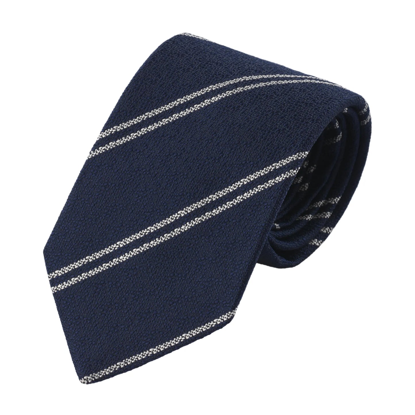Regimental Silk Tipped Tie in Blue and White