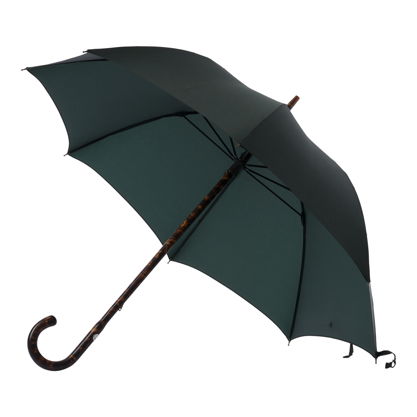 Tiger Hickory Wood-Handle Umbrella in Green