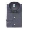 Finamore Stretch-Flannel Cotton Shirt in Denim Blue - SARTALE