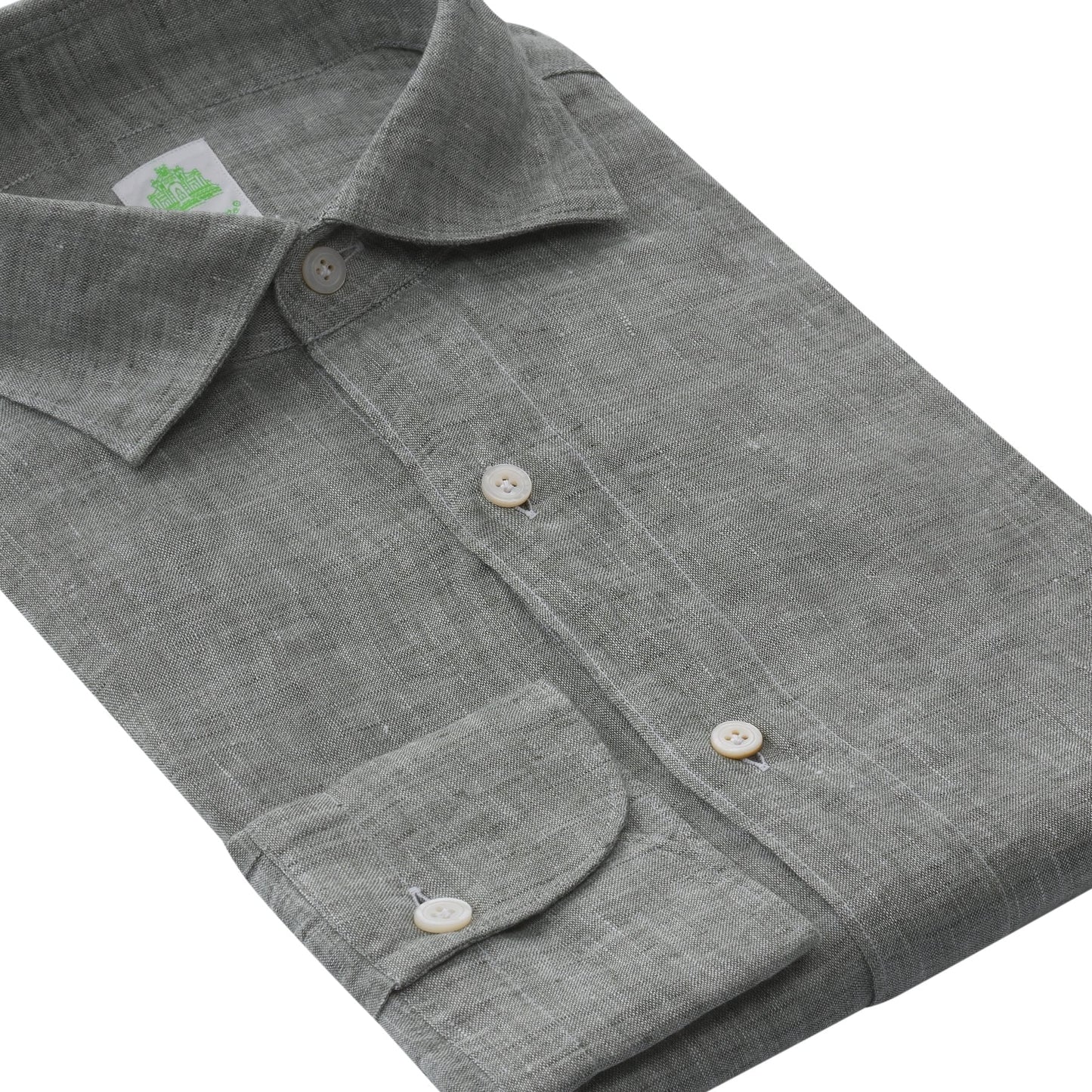 Finamore Slim-Fit Washed-Linen Shirt in Olive Green - SARTALE