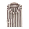 Kiton Striped Stretch-Linen Shirt in Brown - SARTALE