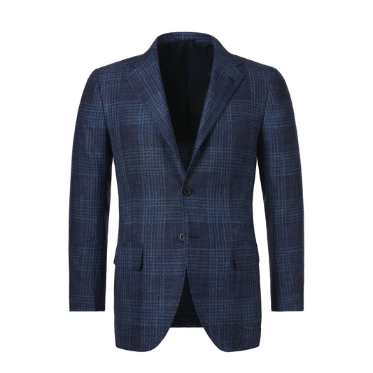Kiton Single-Breasted Cashmere and Virgin Wool-Blend Glencheck Jacket in Blue - SARTALE