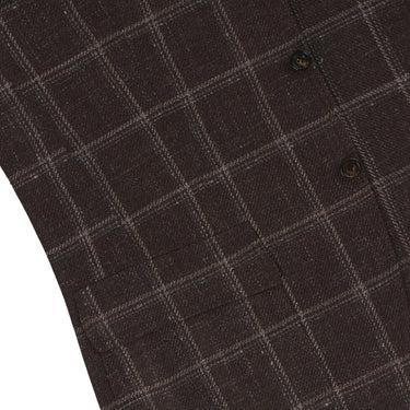 Kiton Single-Breasted Cashmere and Linen-Blend Windowpane Jacket in Brown - SARTALE