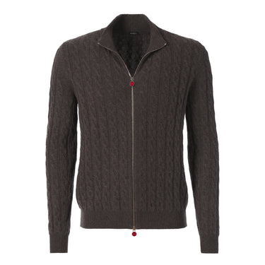 Kiton Cashmere Zip-Up Cardigan in Hazelnut - SARTALE