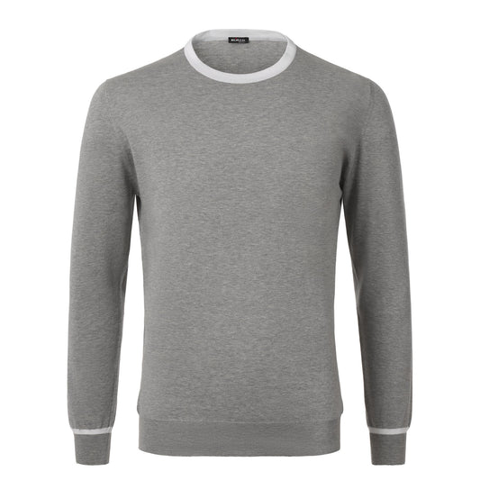 Kiton Jersey-Cotton Crew-Neck Sweater in Grey - SARTALE