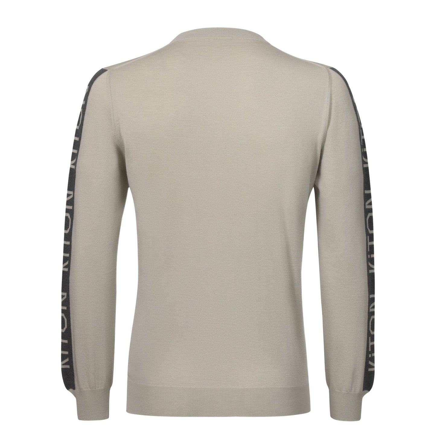 Kiton Crew-Neck Logo-Print Jersey Sweater in Light Grey - SARTALE