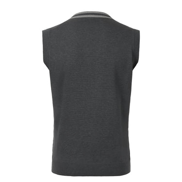 Kiton Jersey-Cotton V-Neck Gilet in Dark Grey - SARTALE