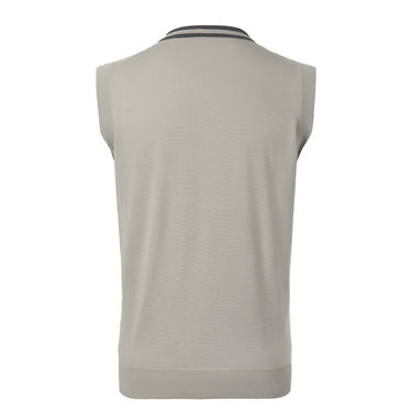 Kiton Jersey-Cotton V-Neck Gilet in Light Grey - SARTALE