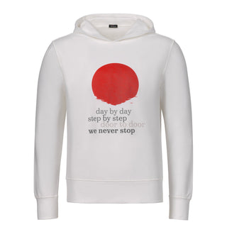 Kiton Printed Jersey Hoodie in White - SARTALE