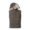 Kiton Quilted Hooded Suede Vest in Taupe - SARTALE