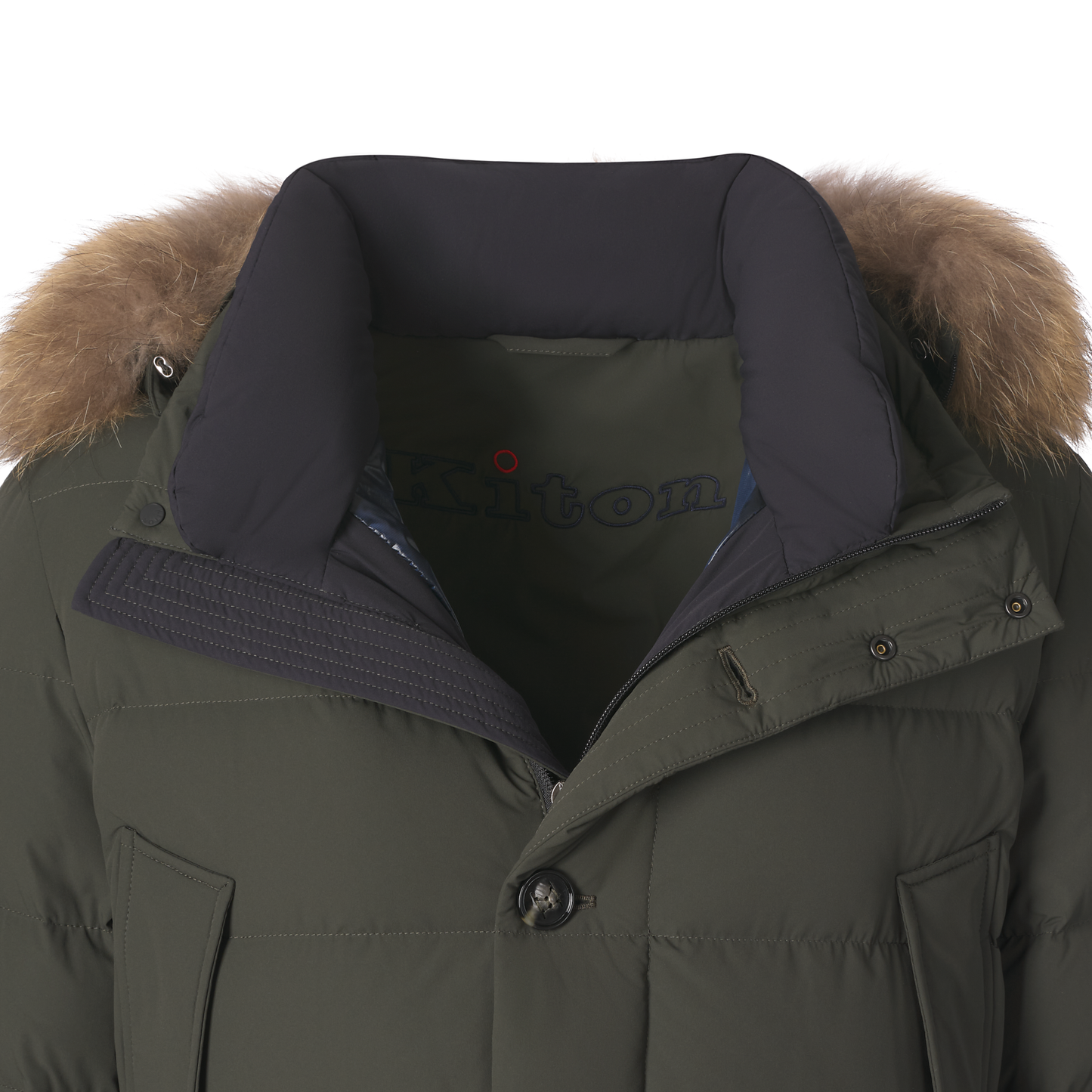 Kiton Hooded Down Winter Jacket in Green - SARTALE
