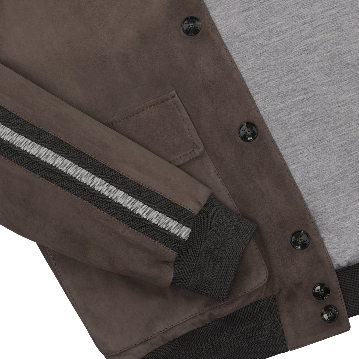 Kiton Suede Bomber Jacket in Taupe - SARTALE