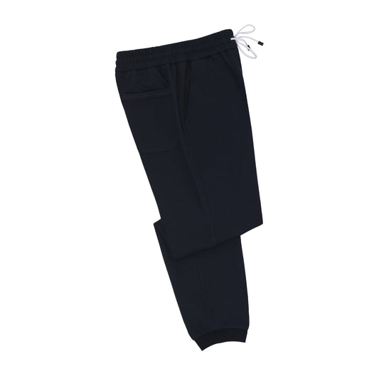 Kiton Logo-Embroidered Jersey Sweatpants in Dark Blue - SARTALE